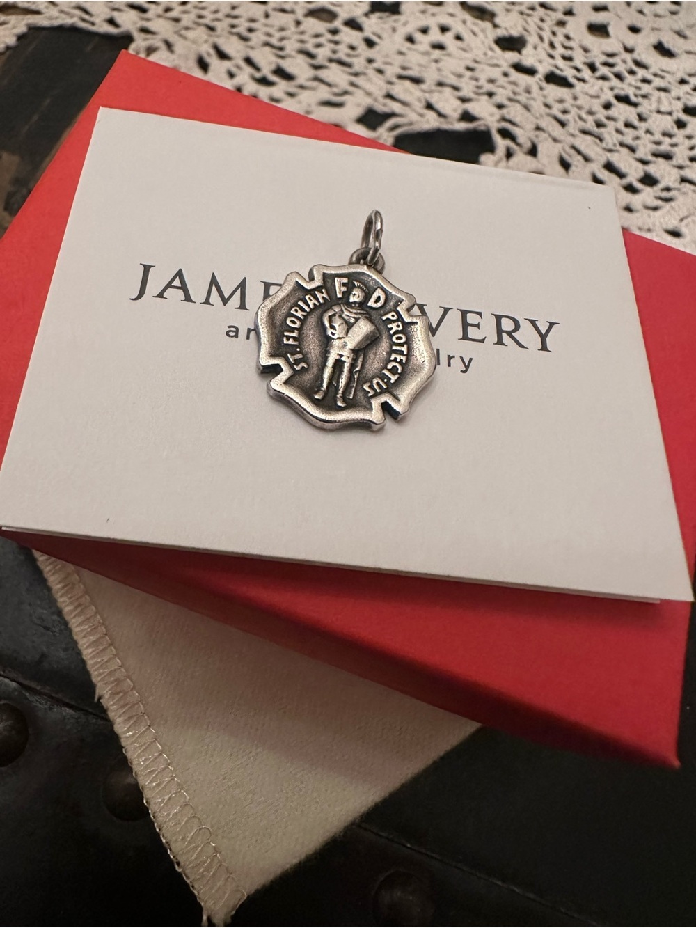 Rare & Retired James Avery St. Florian Protect Us Fire Department pendant/charm